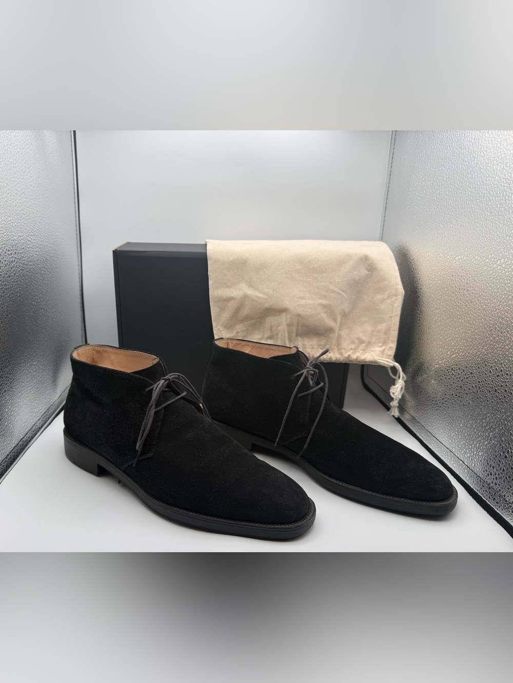 Ferragamo Studio Men's Black Suede Chukka Boots